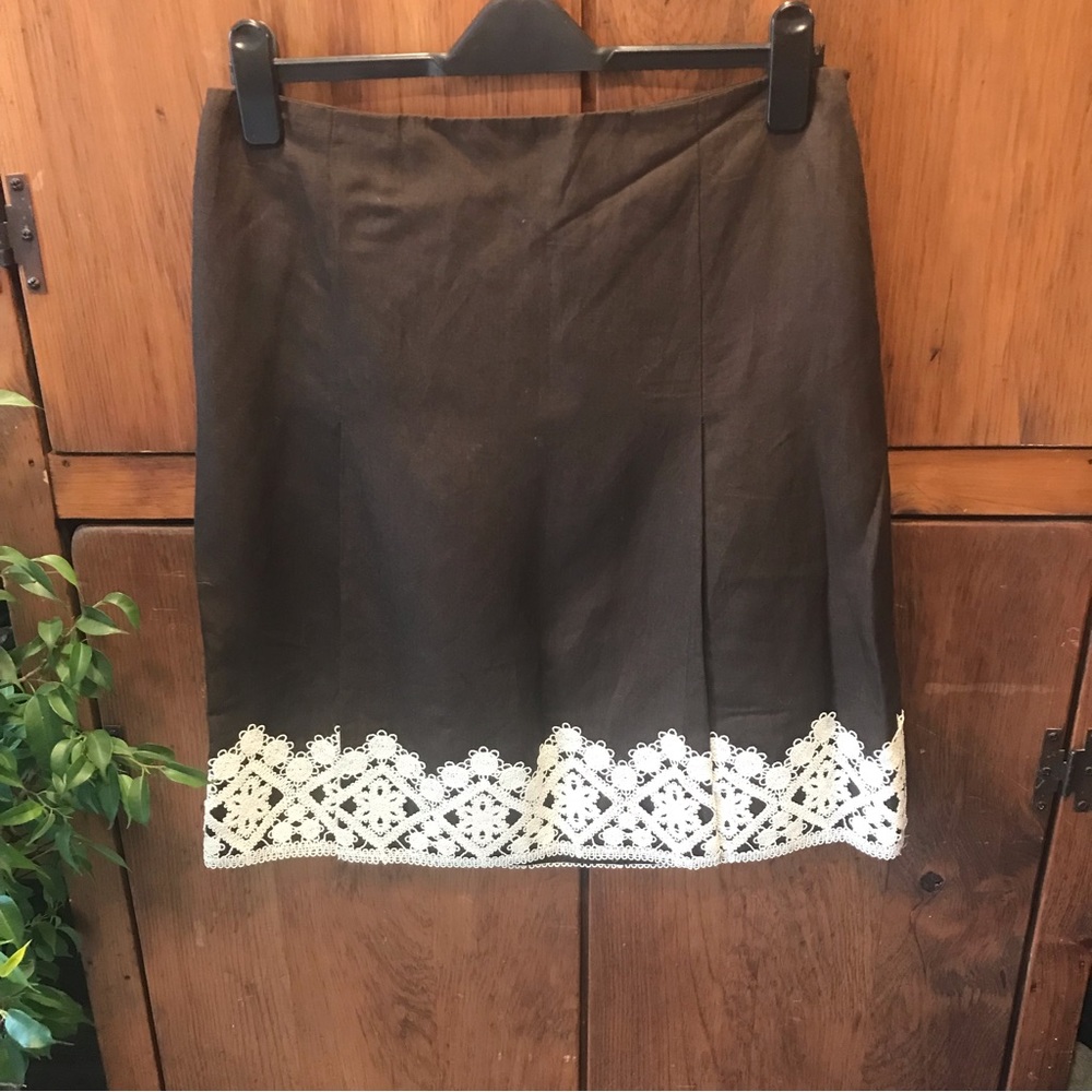 LOFT Brown Linen Blend Skirt - Size 10P - Excellent Condition